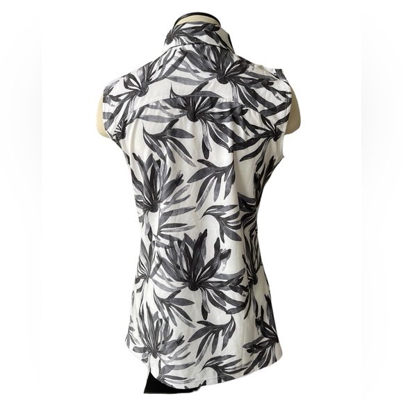 PUMA GOLF Black White Palm Sleeveless Polo Moisture Wicking UPF Resort Small - Picture 7 of 15